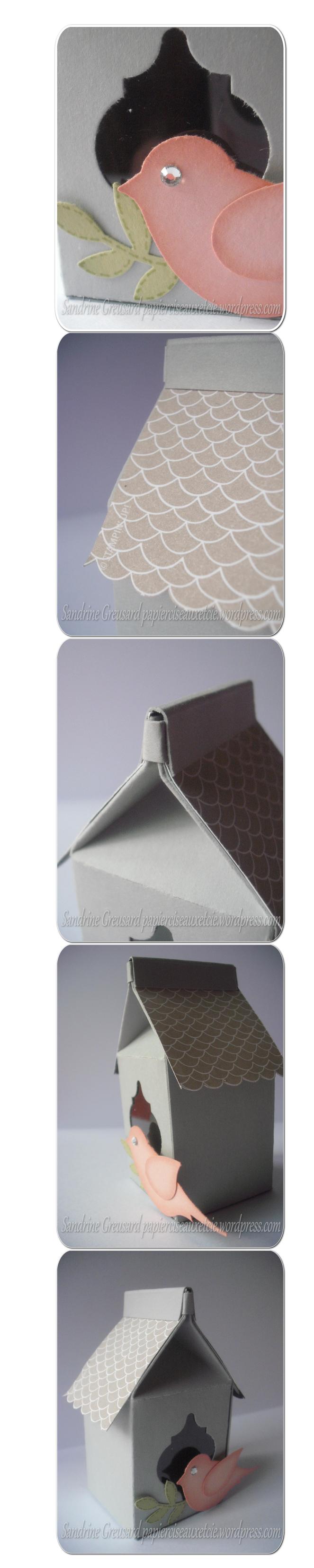Passereau Mini bôite à lait détails Sandrine Greusard Démonstratrice Indépendante Stampin'Up