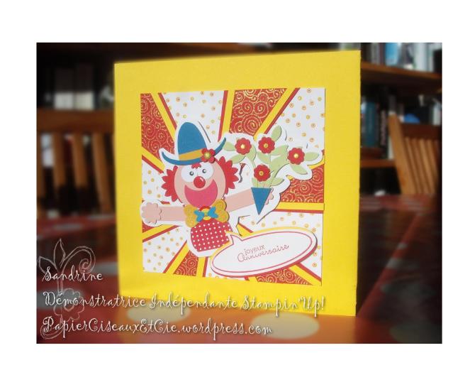 Punch art Clown Stampin'up acrte anniversaire birthday card