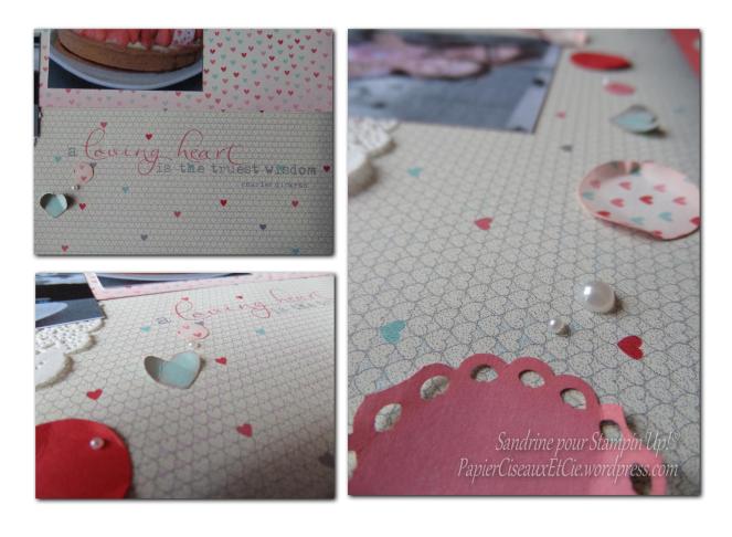 page de scrap a loving heart stampin up sandrine greusard détails