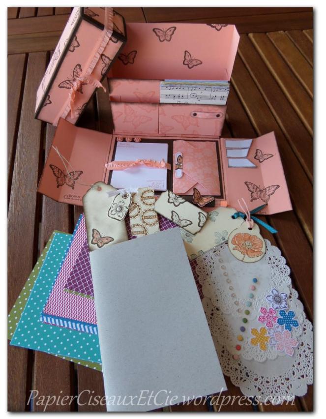 stationary box sandrine greusard pour Stampin'Up!avec carnet à décorer papierciseauxetcie