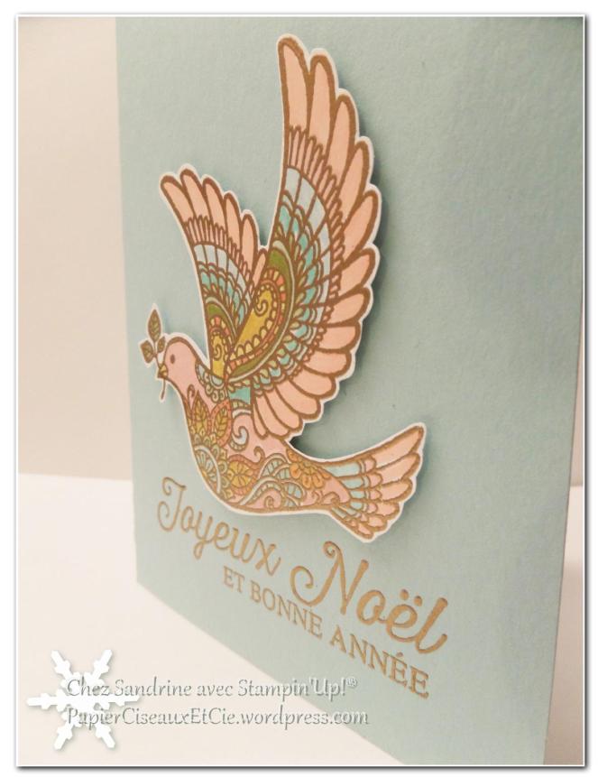 sandrine papierciseauxetcie dove of peace carte de noel christmas card stampin up détail