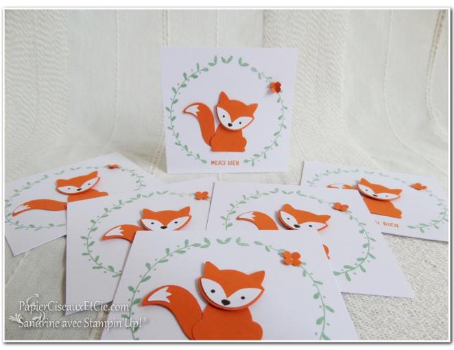 Foxy friends carte remerciement thank you stampin up merci papierciseauxetcie.com