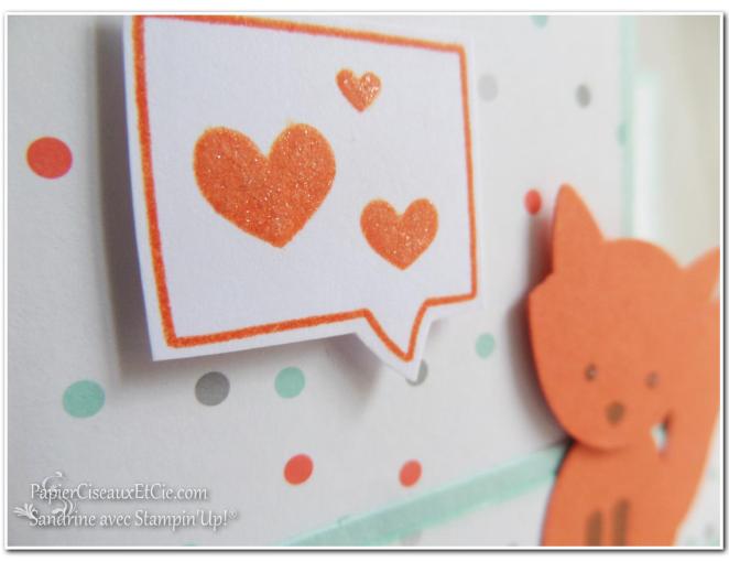 Foxy friend sandrine greusard avec Stampin Up PapierCiseauxEtCie coeurs pailletés détail