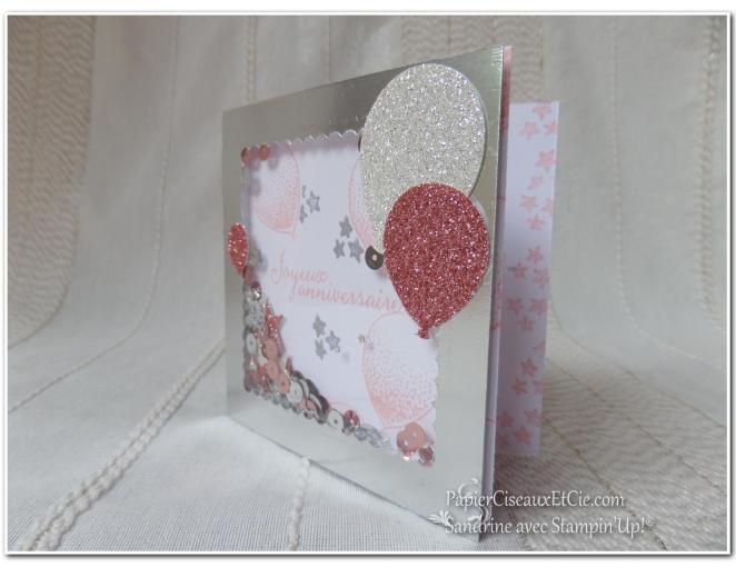 PapierCiseauxEtCie Stampin Up Sandrine Shaker card Anniversaire Birthday détail ouverte