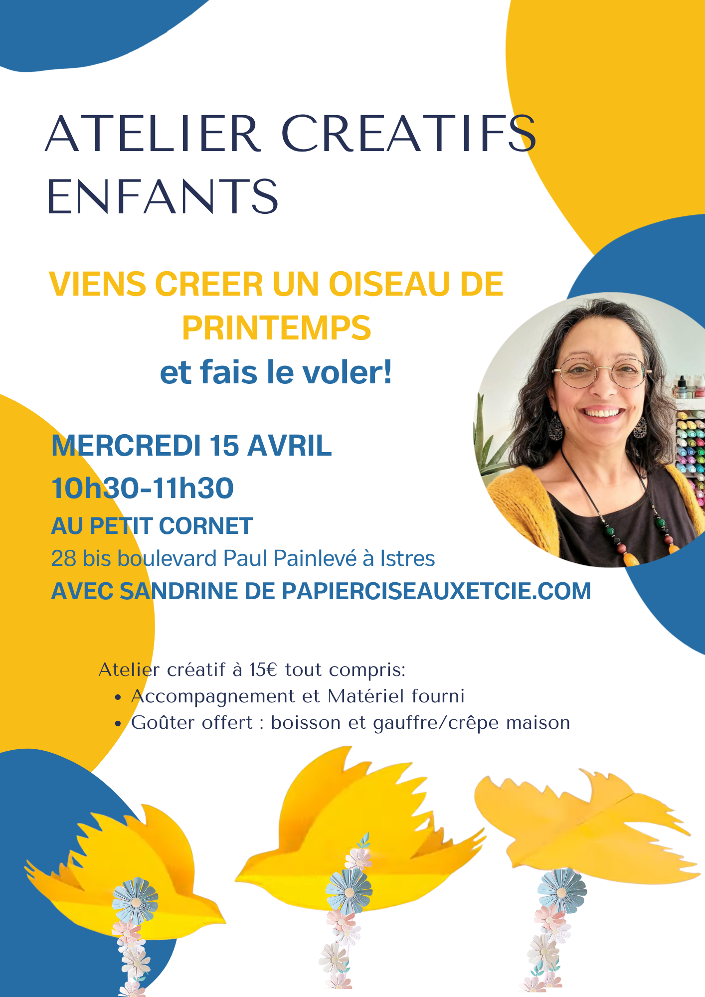 Création papier autour d’un oiseau de printemps